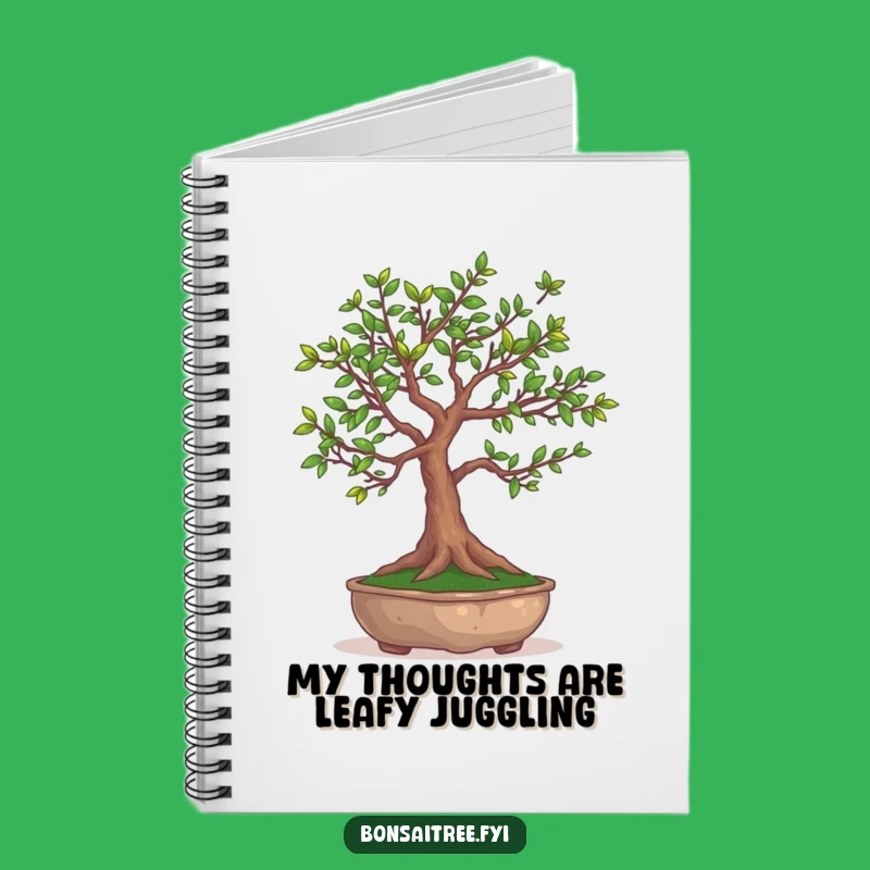 Funny Bonsai Tree Juggling Leaves Notebook - Creative & Humorous Journal