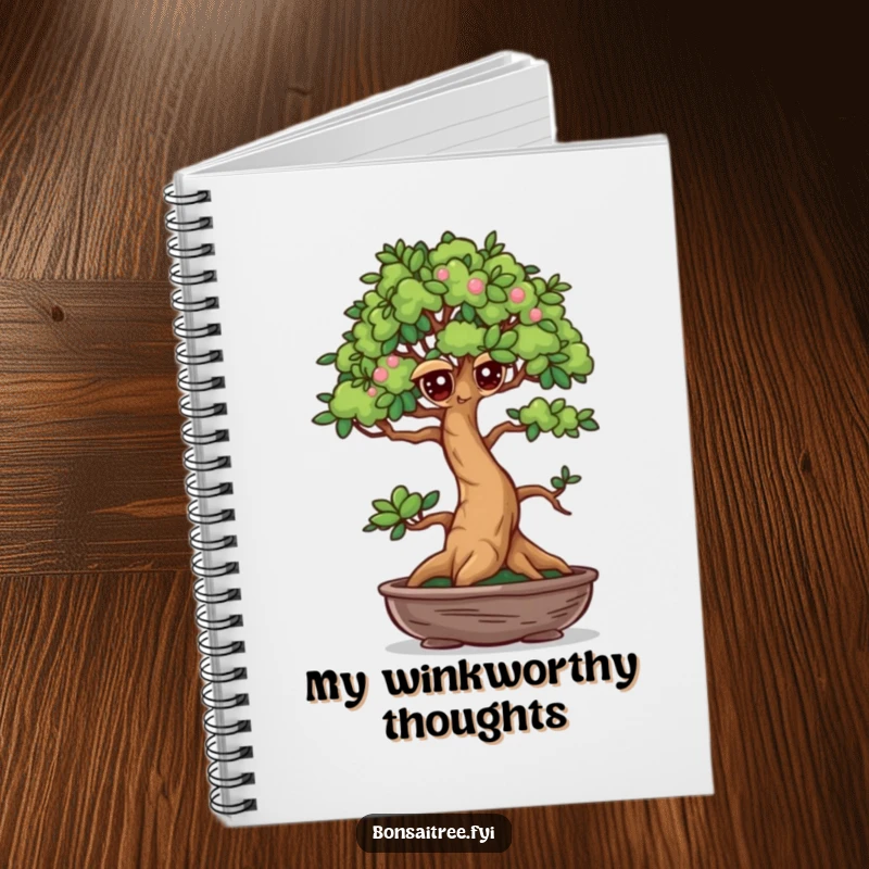 Funny Winking Bonsai Tree Notebook: A mischievous bonsai winks, making note-taking a humorous and engaging activity with a touch of playful secret.