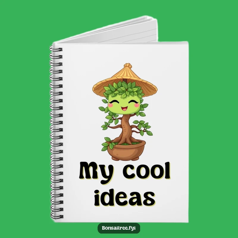 Funny Bonsai Straw Hat Notebook - Journal with Winking Tree