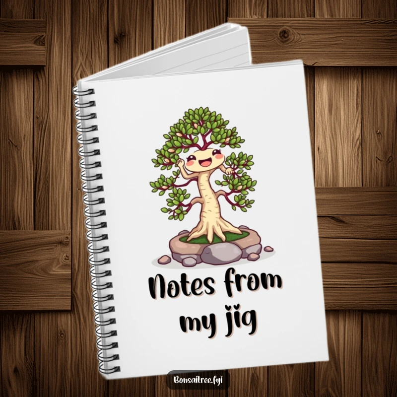 Funny Jigging Bonsai Tree Notebook: A cheerful bonsai dances with stones, making note-taking a lively and humorous experience.