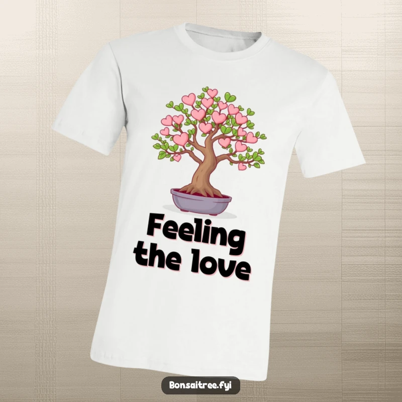 Funny t-shirt featuring a tree with heart-shaped leaves, expressing love and humor.