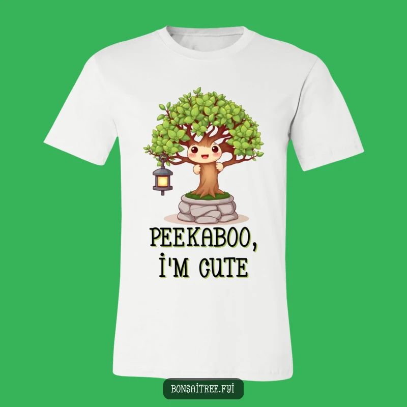 Funny Peek-a-Boo Bonsai Lantern T-Shirt: Playful Garden Character Tee