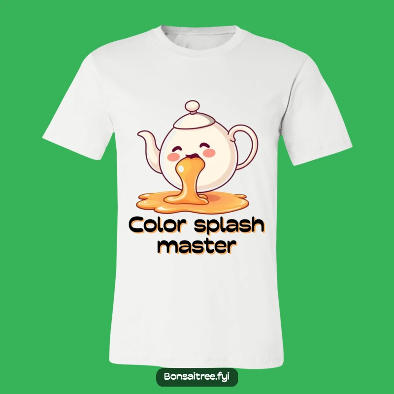 Funny Teapot Rainbow Spill T-Shirt - Wear Your Colorful Mishaps