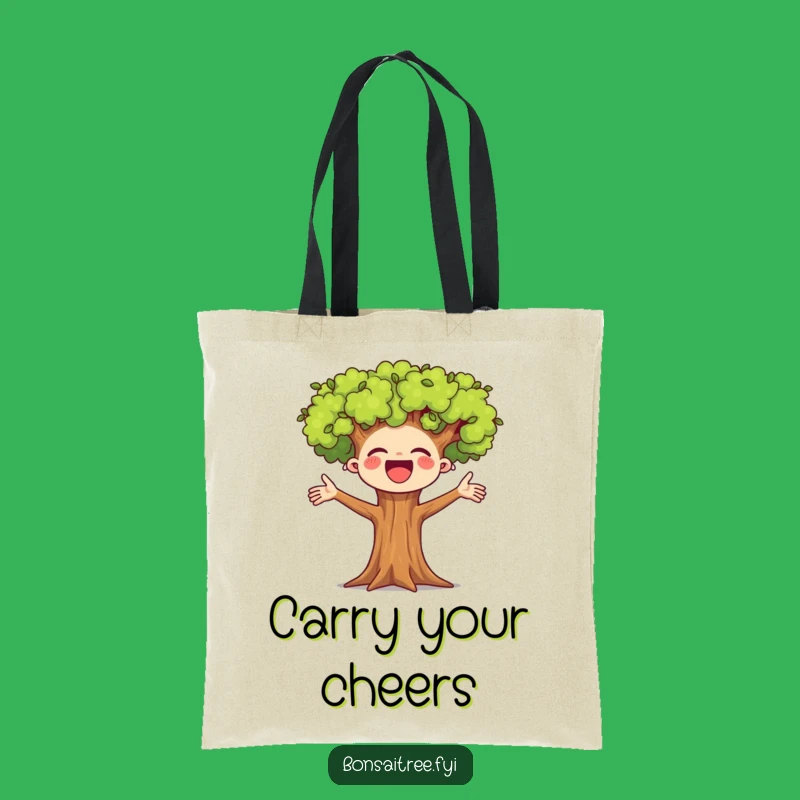 Funny Cheerful Bonsai Tree Tote Bag: Carry Your Enthusiasm Everywhere