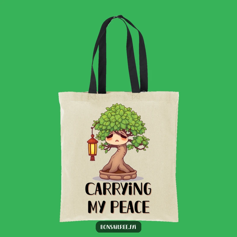 Funny Weary Bonsai Tree Tote Bag - Content Sighing Accessory, Ideal Gift