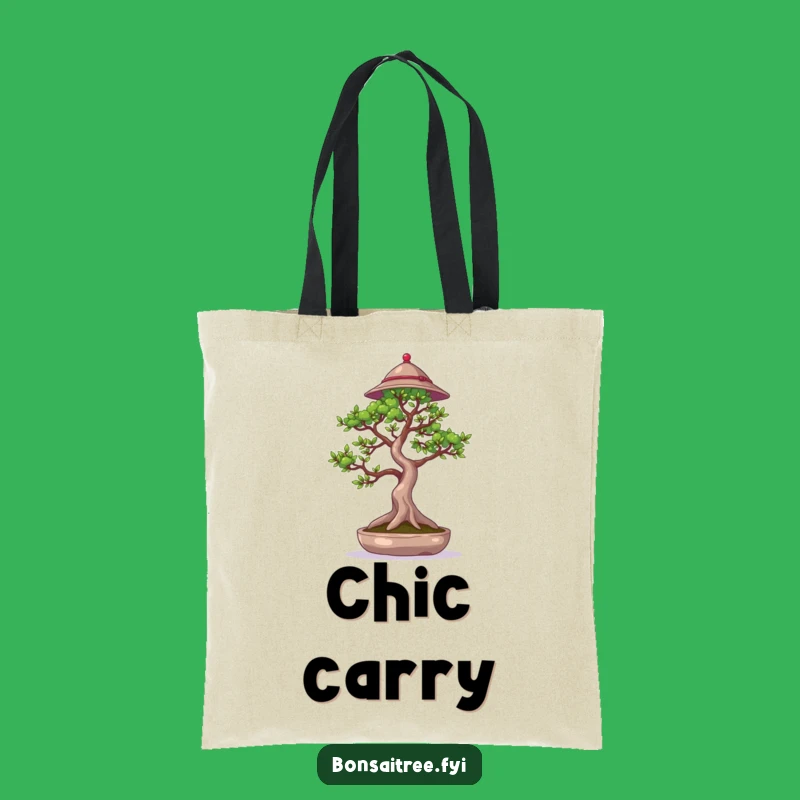 Funny Bonsai Tote Bag: Hat-Wearing Tree, Waving Branch Style